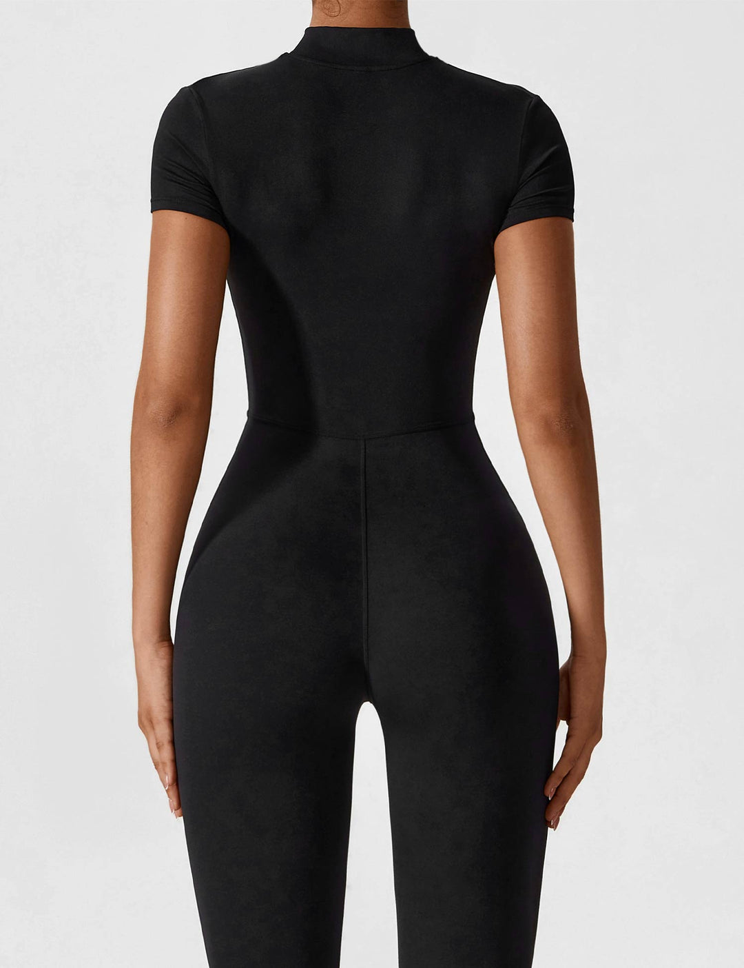 Ladies long-sleeved jumpsuit with zip fastening and open collar